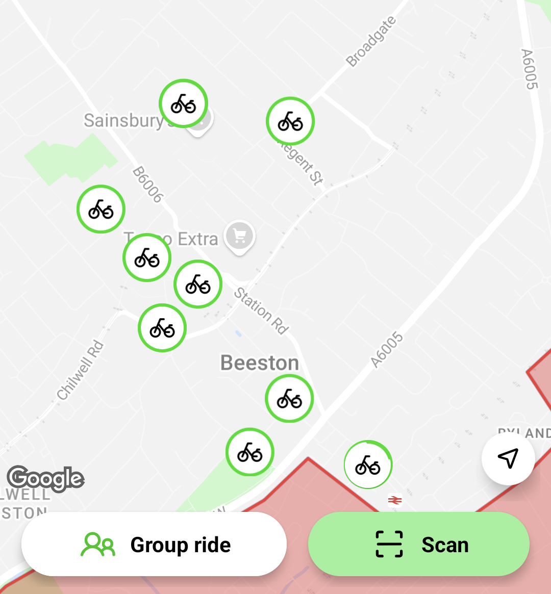 Lime e-bikes in Beeston