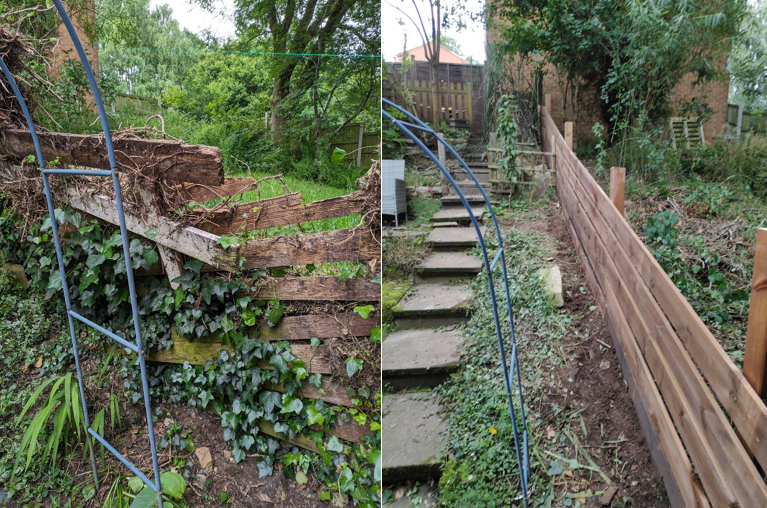 Fence before and after