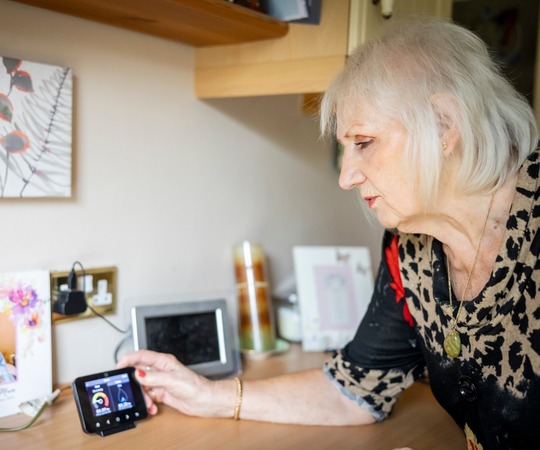 Woman with a smart meter