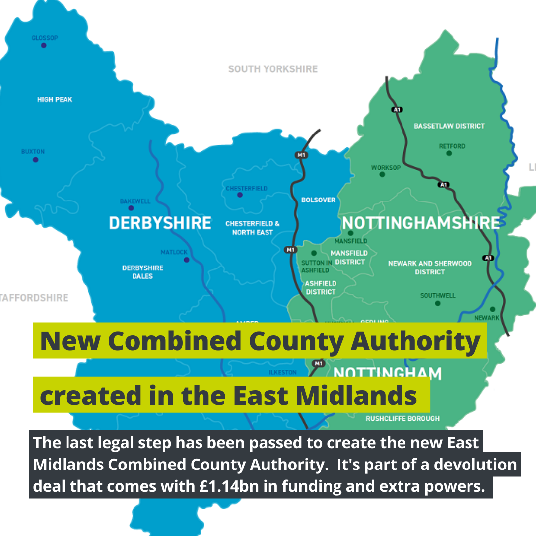 New Mayor and East Midlands Combined County Authority given final go ahead