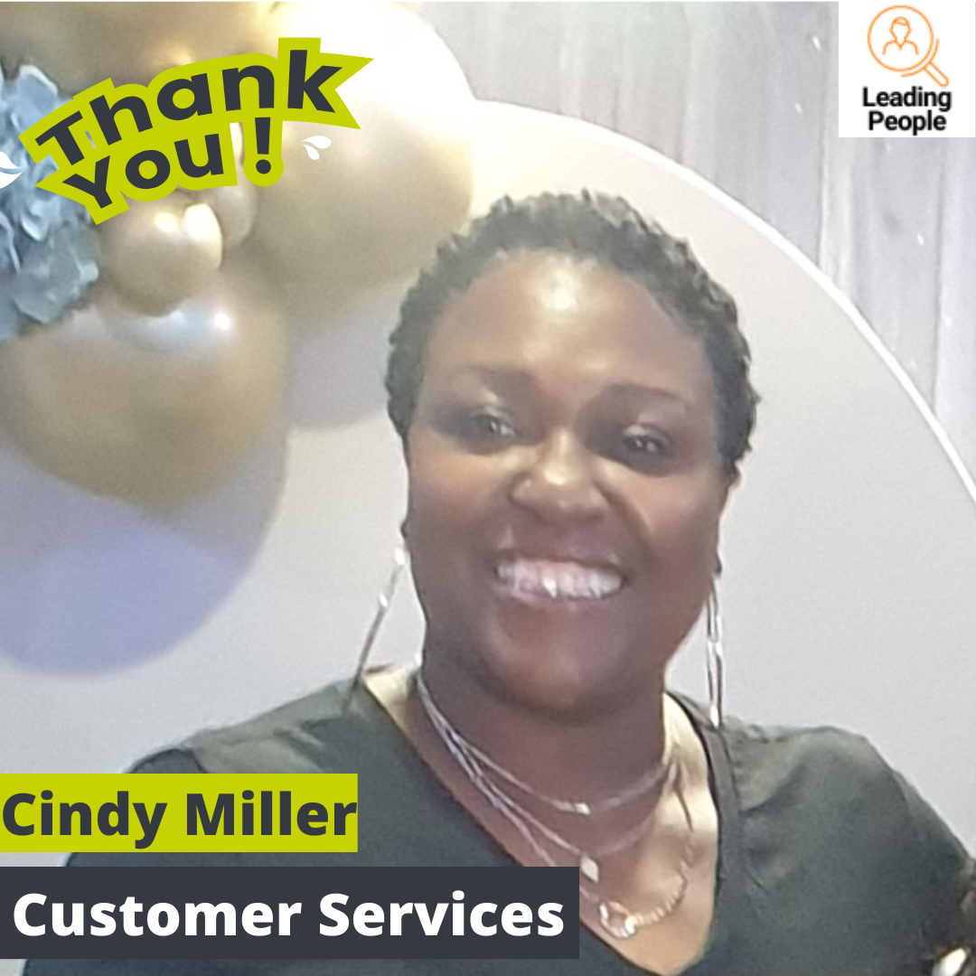 Thank you to Cindy Miller in the Customer Hub.