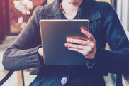 Man sat with portable computer