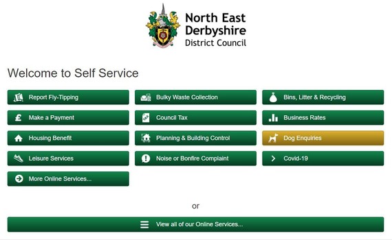 Self service homepage