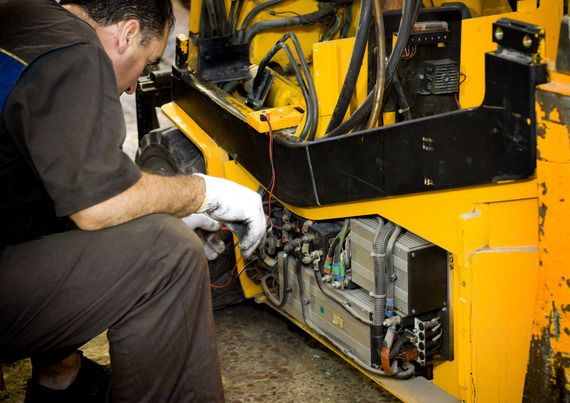 Forklift maintenance in progress