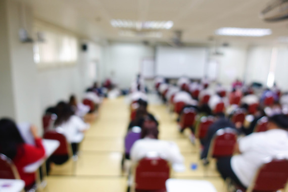 blurry exam hall