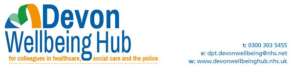 Devon Wellbeing Hub logo and contact details