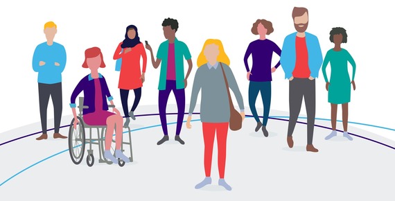 Graphic showing figures of diverse range of people