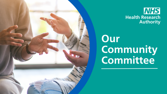Graphic with photo of hands and text: Our Community Committee