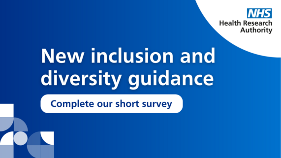 A graphic that says 'New inclusion and diversity guidance' and 'Complete our short survey'