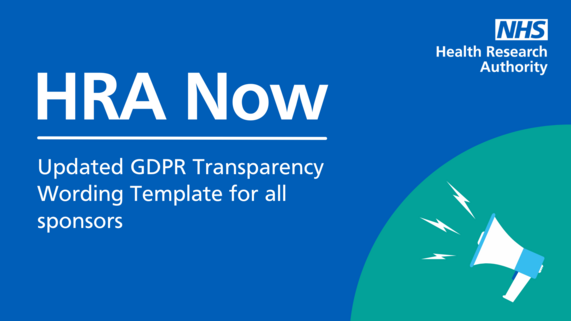 HRA Now - Updated GDPR Transparency Wording Template for all sponsors