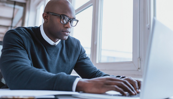 Man working on a laptop