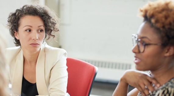 Three women working together