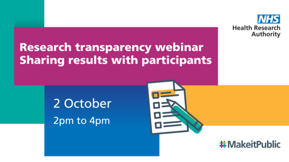 A graphic advertising the HRA's upcoming research transparency webinar on sharing results with participants