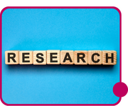 The word "research" spelt out using letter blocks