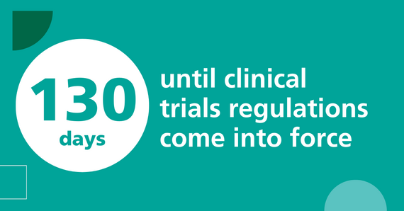 A graphic which says 130 days until clinical trials regulations come into effect