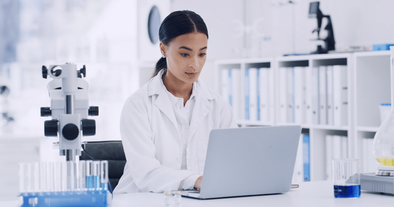 Researcher working in clinical setting