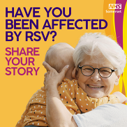 Older lady with baby and RSV text