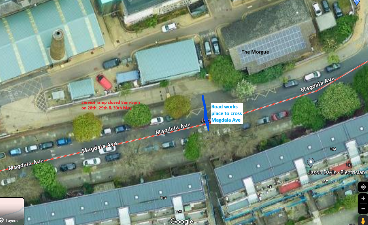 Screenshot of road works