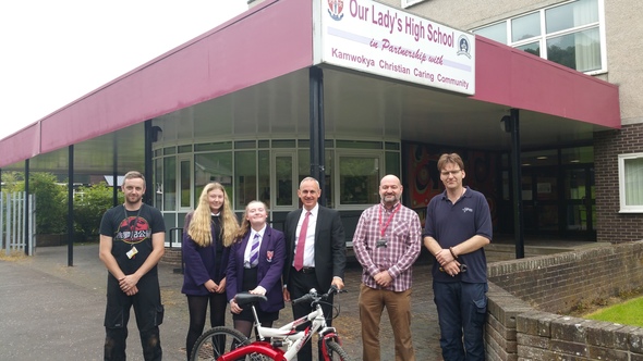 People outside a school