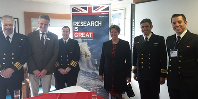 Delegates on board RRS Discovery in Chile