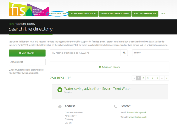 'Search the directory' screenshot