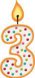 Number 3 birthday candle