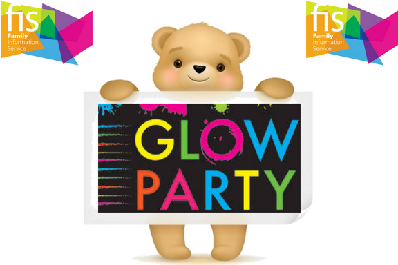 Teddy Bear with 'Glow Party' sign