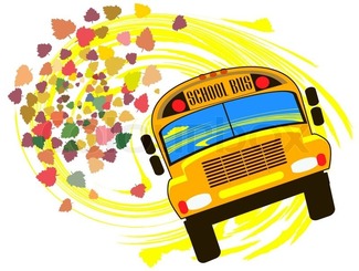 animation image of a school bus with Autumn leaves in the background