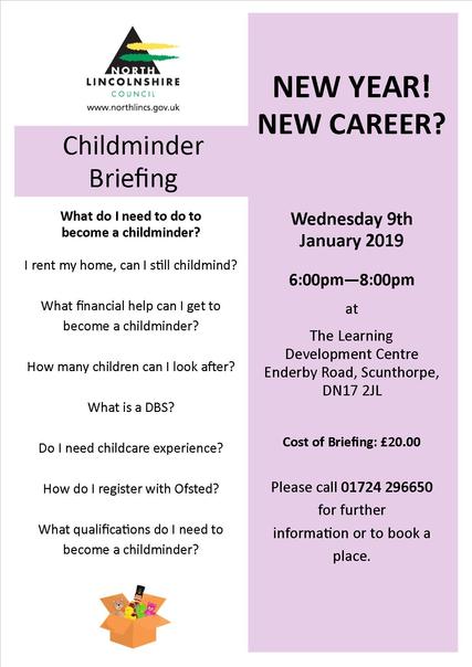Childminder Briefing Poster - Wednesday 9 January 2019