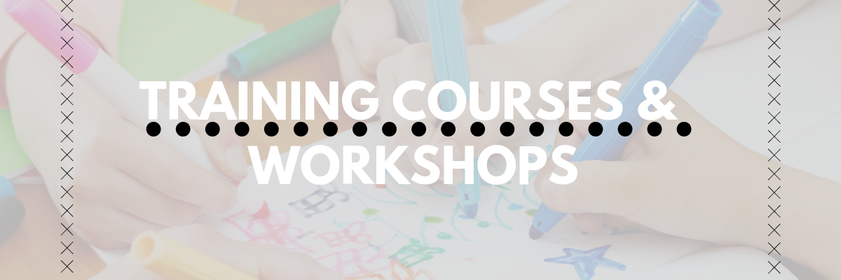 Black and white training courses and workshops header.