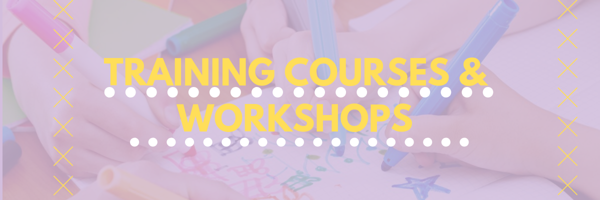 Training Courses and Workshops Header - light purple and yellow