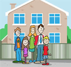 Animated Male and Female with children and a house in the background