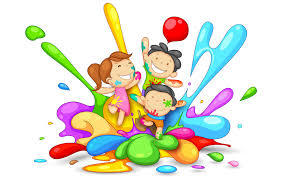 3 animated children playing in paint