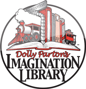 Imagination Library Logo with a steam train