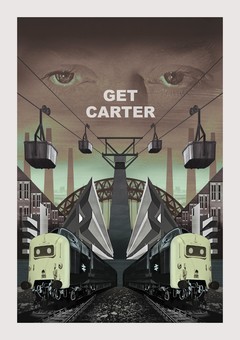Get Carter image by Jonathan Wilkinson.  Monochrome image with two trains facing towards the viewer