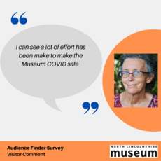 A chat with with a speech bubble from a lady saying I can see a lot of effort has made been to make the museum covid safe