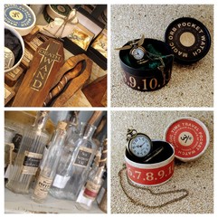 Photograph of potions bottles and wands