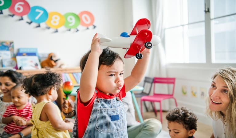 Group of children playing at nursery 