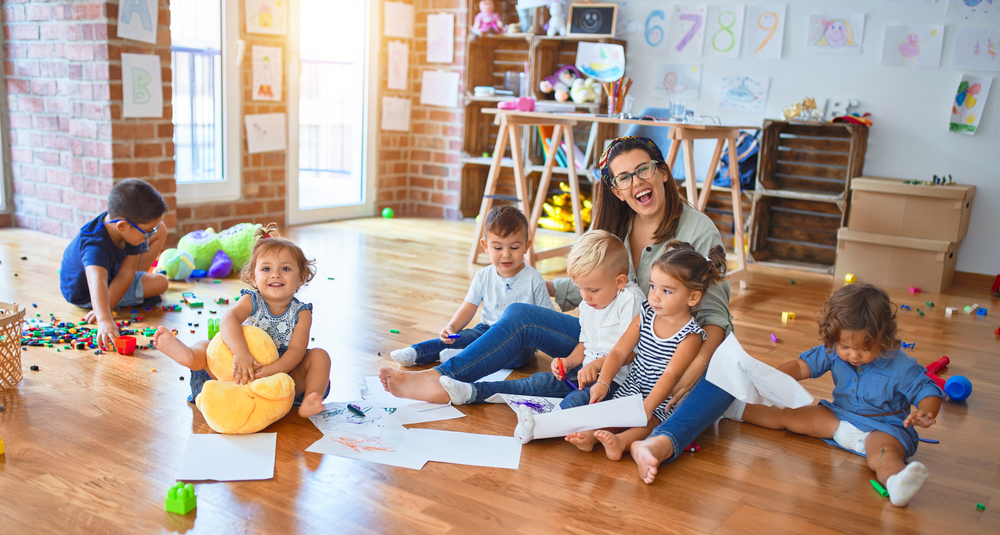 Toddlers with teacher