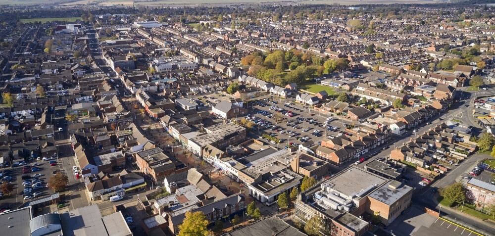 Scunthorpe aerial view of houses 