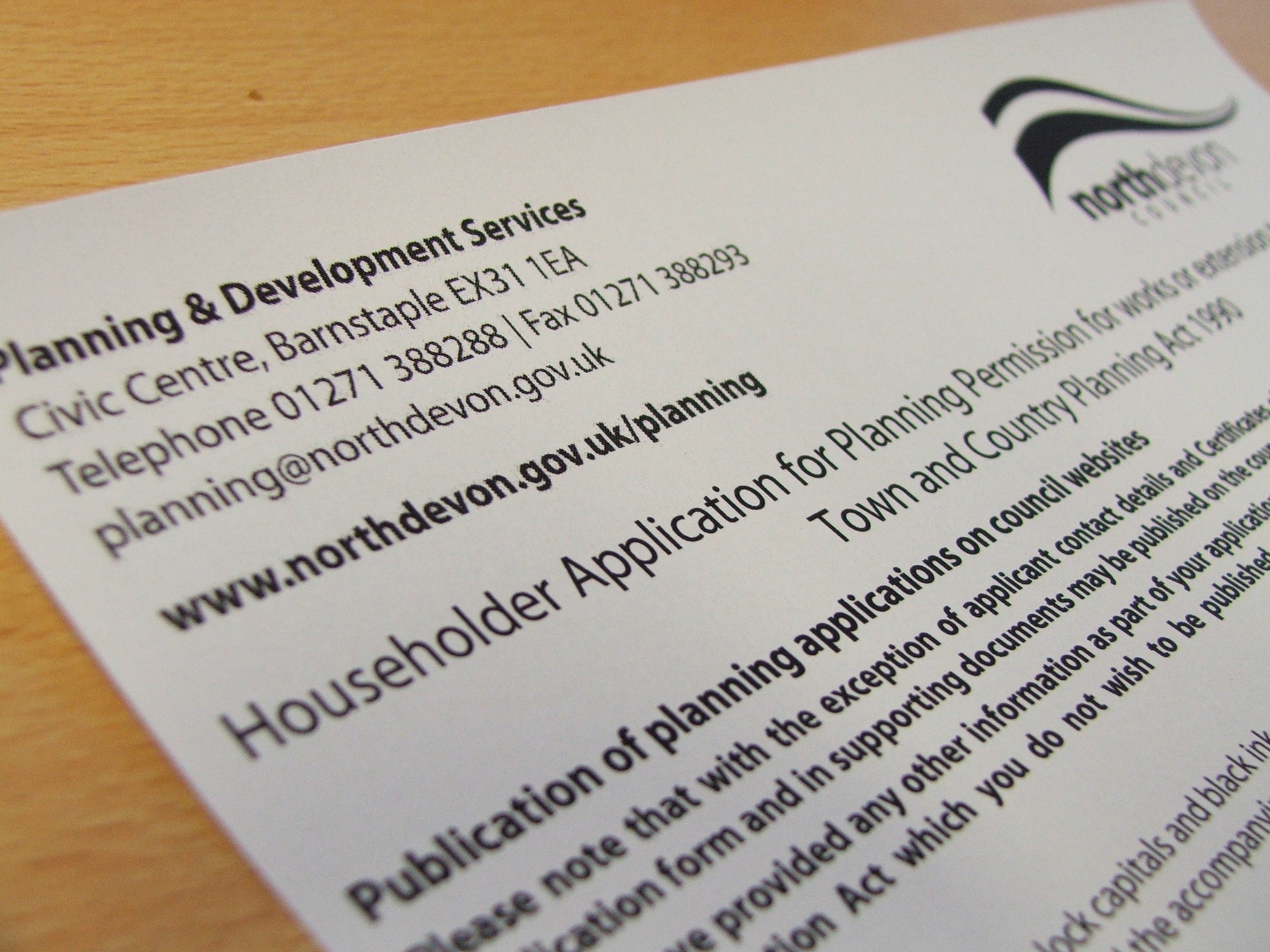 Planning application form