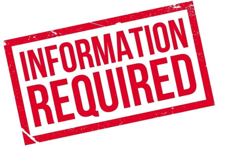 Information required