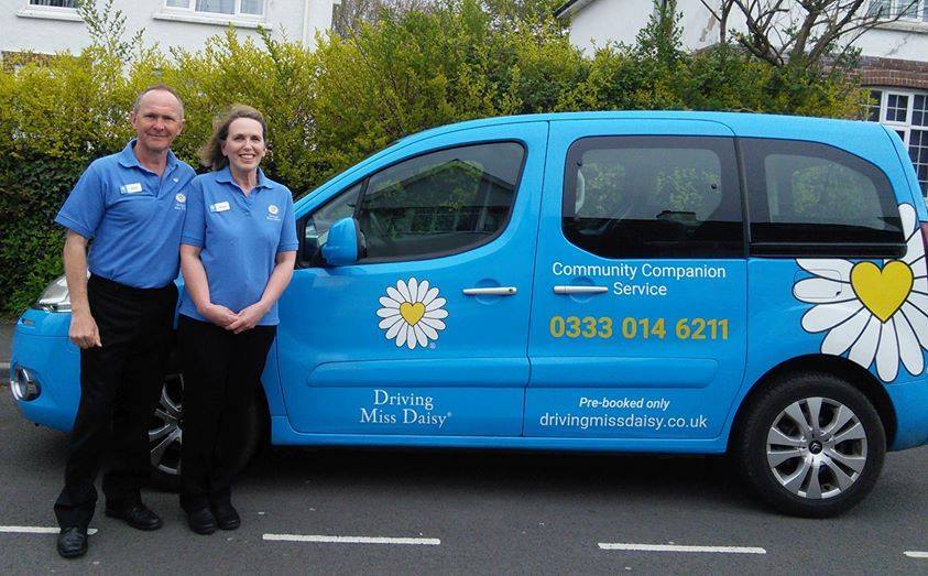 Driving Miss Daisy car and staff