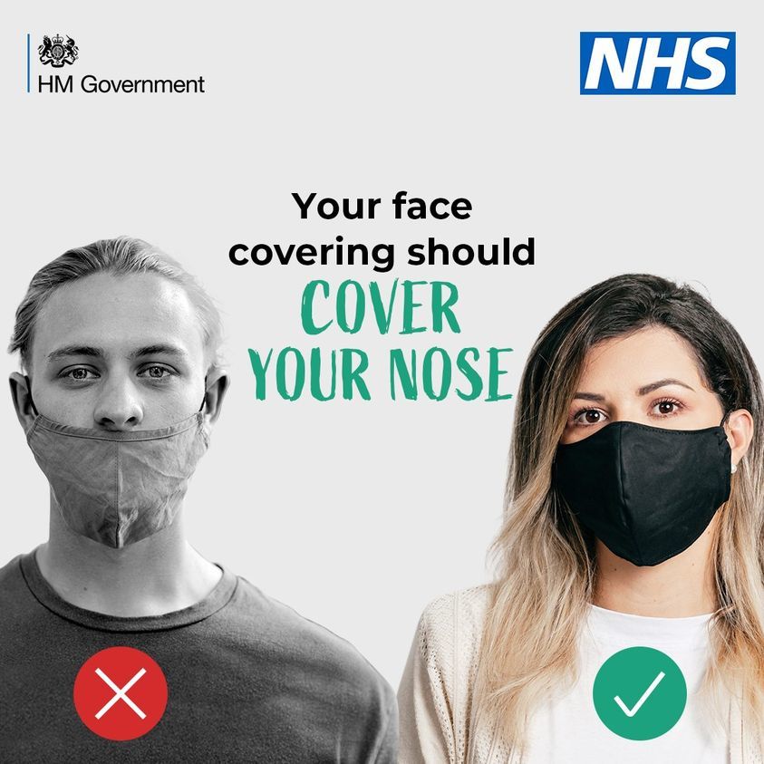 Face covering should cover your nose
