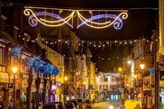 Ilfracombe high street with christmas lights