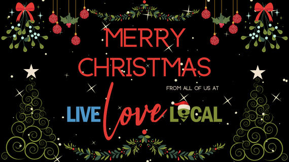 Christmas scene plus words merry christmas from all of us at live love local