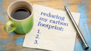 Mug on a list of how to reduce carbon footprint 