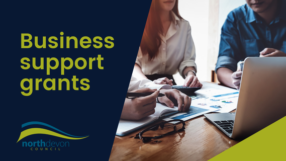 Image of office with words 'business support grants'