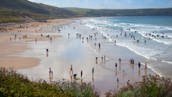 Busy beach at Woolacombe