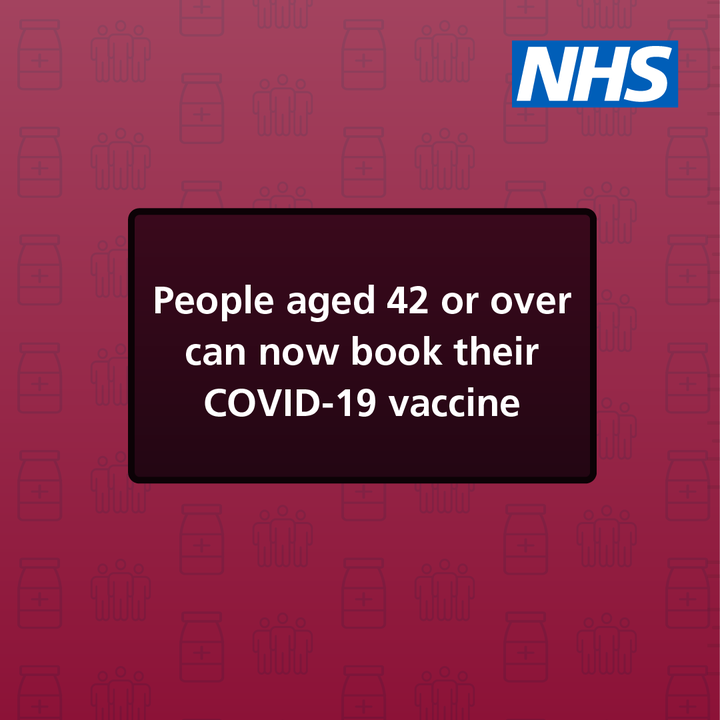 NHS - people aged over 42 can book vaccine